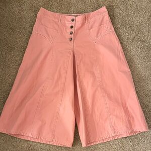 I. E. Relaxed Peach 100% Cotton Button Fly Denim Wide Leg Cropped Culottes Sz 6